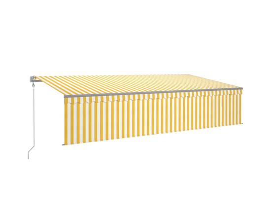 Copertină retractabilă automat cu stor, galben&alb, 6x3 m, 2 image