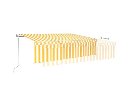 Copertină retractabilă automat cu stor, galben&alb, 6x3 m, 5 image