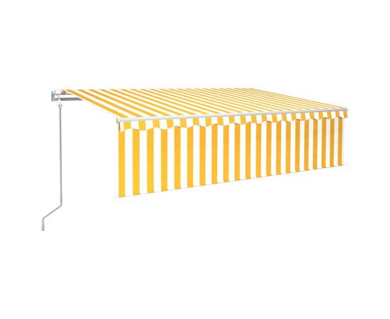 Copertină retractabilă automat cu stor, galben&alb, 6x3 m, 2 image