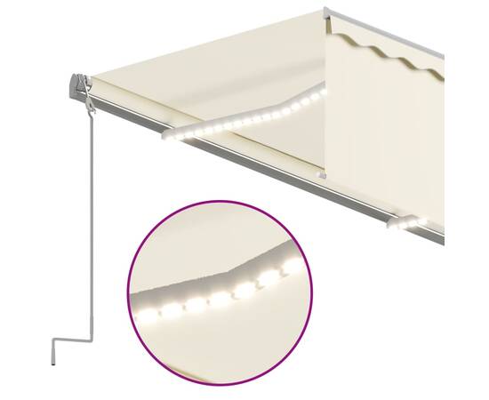 Copertină retractabilă manual cu stor&led, crem, 5x3 m, 5 image