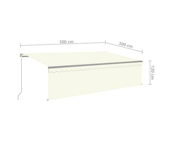 Copertină retractabilă manual cu stor&led, crem, 5x3 m, 7 image