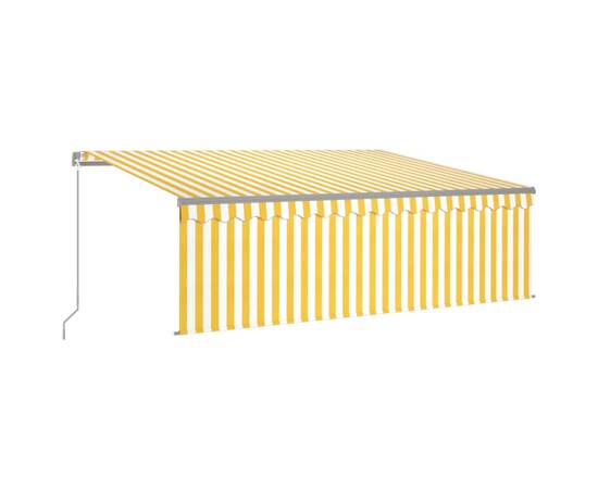 Copertină retractabilă manual cu stor&led, galben&alb, 4,5x3 m, 2 image