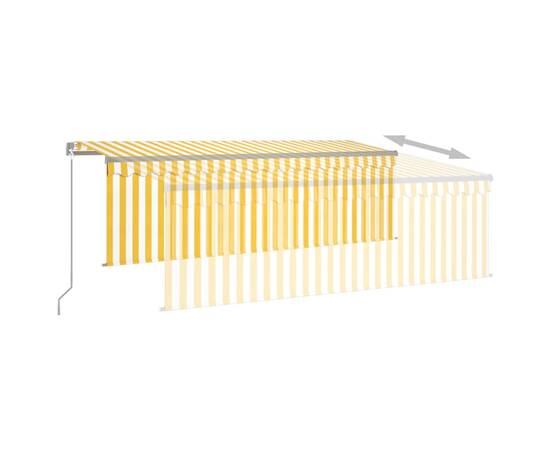 Copertină retractabilă manual cu stor&led, galben&alb, 4,5x3 m, 4 image