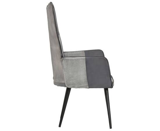 339653  scaun cu spătar, gri, piele naturală, 5 image