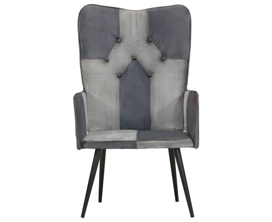 339653  scaun cu spătar, gri, piele naturală, 4 image
