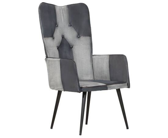 339653  scaun cu spătar, gri, piele naturală, 2 image