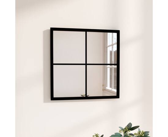 Oglindă de perete, negru, 40x40 cm, metal