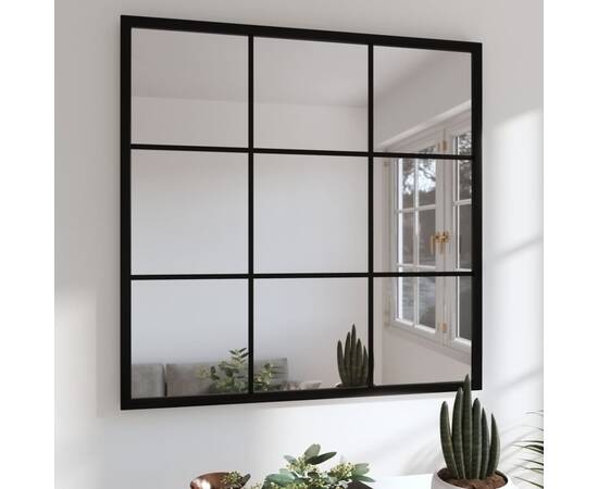 Oglindă de perete ,negru, 60x60 cm, metal