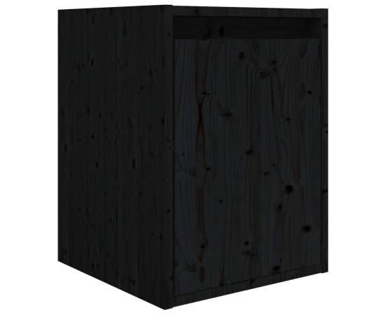 Comode tv, 3 buc., negru, lemn masiv de pin, 7 image