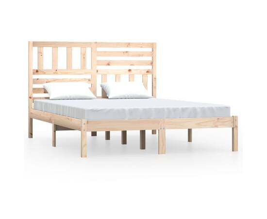 Cadru de pat mic dublu 4ft, 120x190 cm, lemn masiv de pin, 2 image