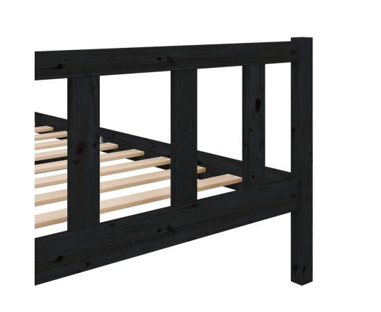 Cadru de pat small double 4ft, negru, 120x190 cm, lemn masiv, 7 image
