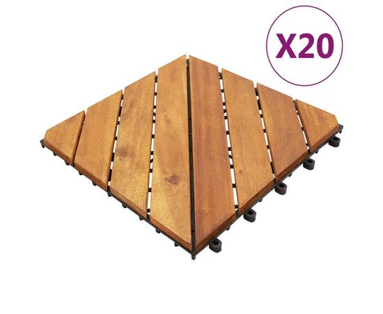 Plăci pardoseală, 20 buc., maro, 30x30 cm, lemn masiv de acacia
