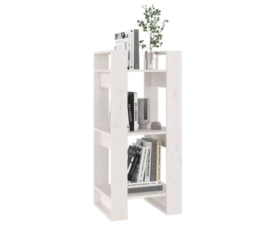 Bibliotecă/separator cameră, alb, 41x35x91 cm, lemn masiv pin, 3 image