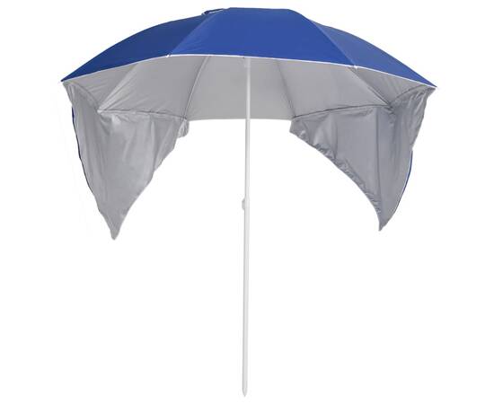 Umbrelă de plajă cu pereți laterali albastru 215 cm, 3 image