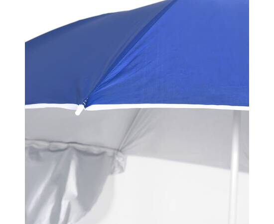 Umbrelă de plajă cu pereți laterali albastru 215 cm, 5 image