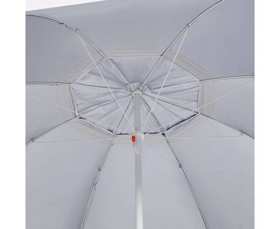 Umbrelă de plajă cu pereți laterali albastru 215 cm, 6 image