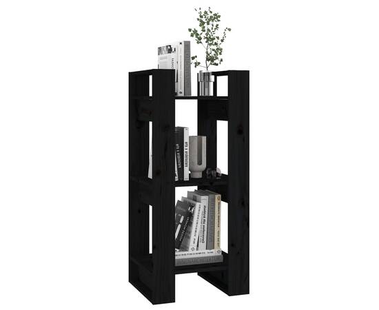 Bibliotecă/separator cameră, negru, 41x35x91 cm, lemn masiv pin, 3 image