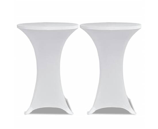Husă de masă cu picior, Ø80 cm, alb, elastic, 4 buc., 3 image