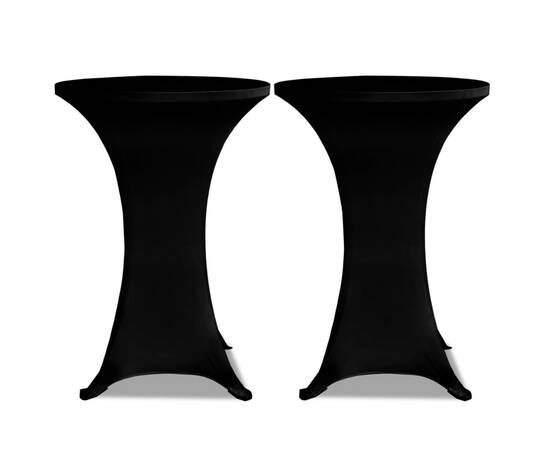 Husă de masă cu picior Ø60 cm, 2 buc., negru, elastic, 2 image