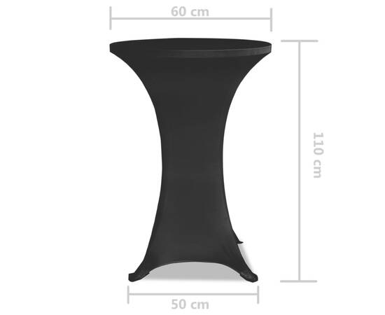 Husă de masă cu picior Ø60 cm, 2 buc., negru, elastic, 5 image