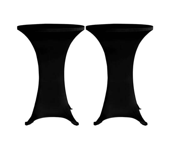 Husă de masă cu picior Ø60 cm, 4 buc., negru, elastic, 3 image