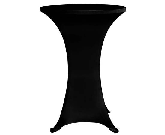 Husă de masă cu picior Ø60 cm, 4 buc., negru, elastic, 4 image