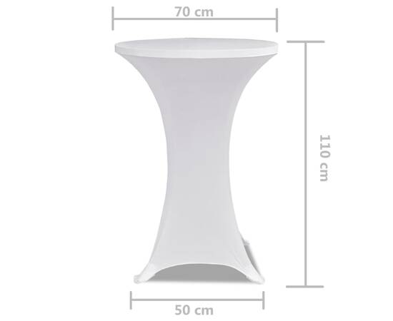 Husă de masă cu picior Ø70 cm, 2 buc., alb, elastic, 5 image