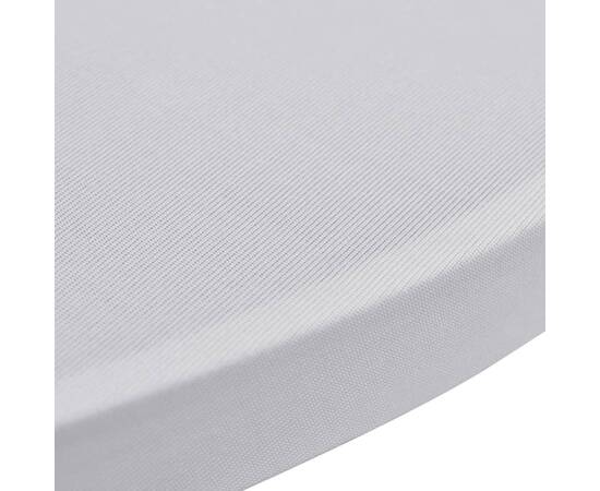 Husă de masă cu picior Ø70 cm, 4 buc., alb, elastic, 5 image