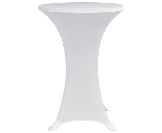 Husă de masă cu picior Ø70 cm, 4 buc., alb, elastic, 4 image