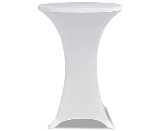 Husă de masă cu picior Ø80 cm, 2 buc., alb, elastic, 3 image