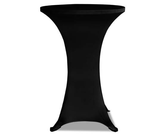Husă de masă cu picior, 4 buc., negru, Ø80 cm, elastic, 4 image