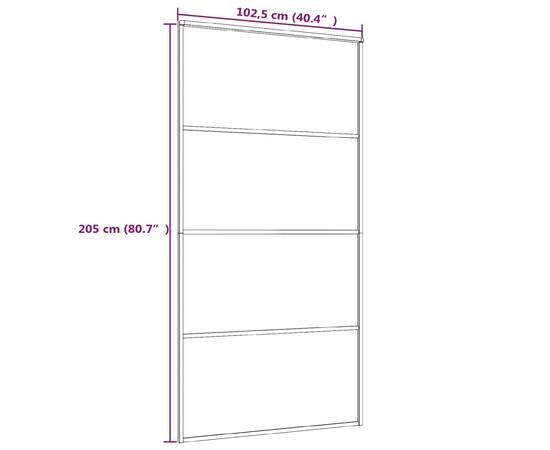 Ușă glisantă, alb, 102,5x205 cm, sticlă esg și aluminiu, 5 image