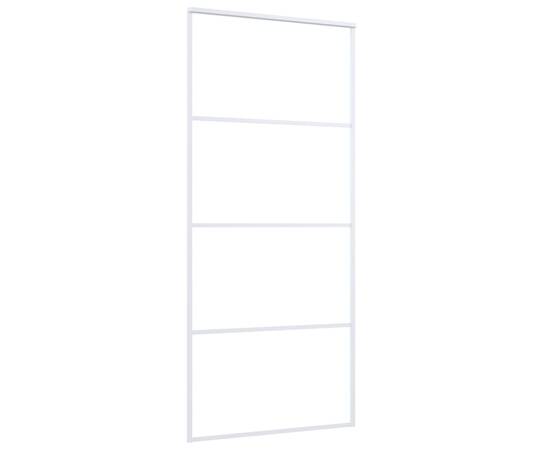 Ușă glisantă, alb, 90x205 cm, sticlă esg și aluminiu, 3 image