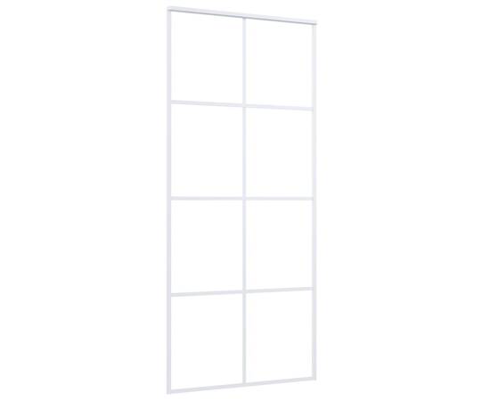 Ușă glisantă, alb, 90x205 cm, sticlă esg și aluminiu, 3 image