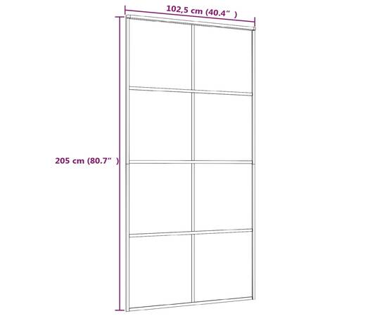 Ușă glisantă, negru, 102,5x205 cm, sticlă mată esg și aluminiu, 5 image