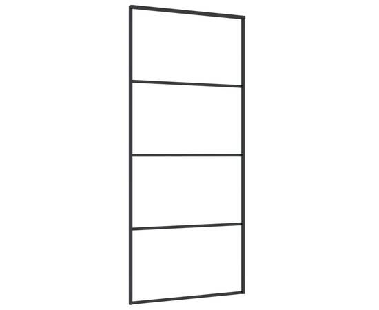 Ușă glisantă, negru, 90x205 cm, sticlă esg mată și aluminiu, 3 image