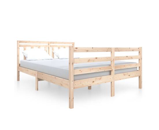 Cadru de pat, 140x190 cm, lemn masiv, 2 image