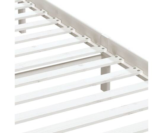 Cadru de pat, alb, 200x200 cm, lemn masiv de pin, 6 image