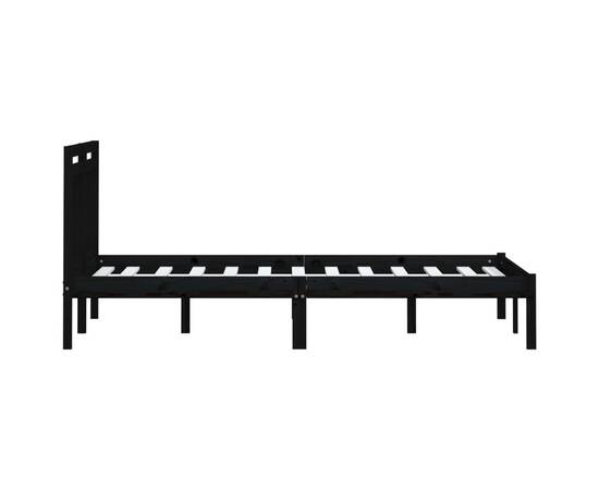 Cadru de pat super king 6ft, negru, 180x200 cm, lemn masiv, 5 image