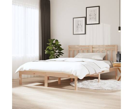 Cadru pat, 140x190 cm, lemn masiv de pin