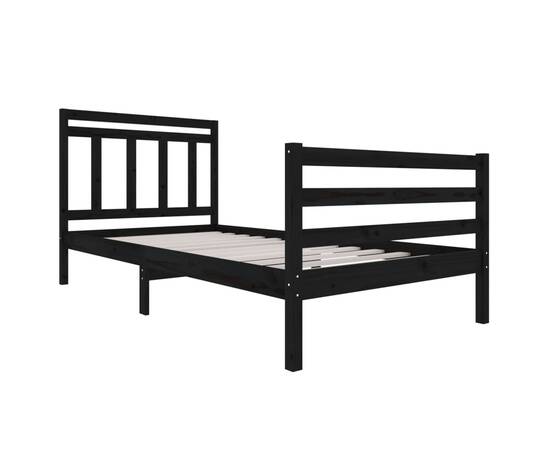 Cadru de pat, 100x200 cm, negru, lemn masiv, 3 image
