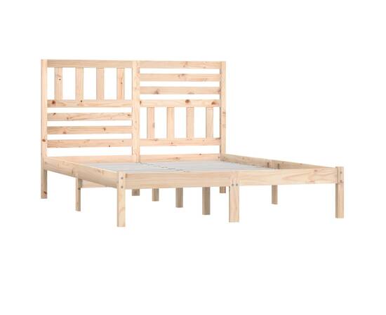 Cadru de pat, 140x190 cm, lemn masiv de pin, 4 image
