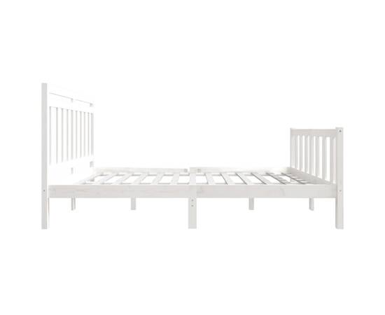 Cadru de pat, alb, 140x200 cm, lemn masiv, 5 image