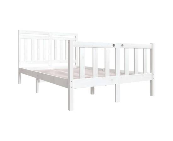 Cadru de pat, alb, 140x200 cm, lemn masiv, 3 image
