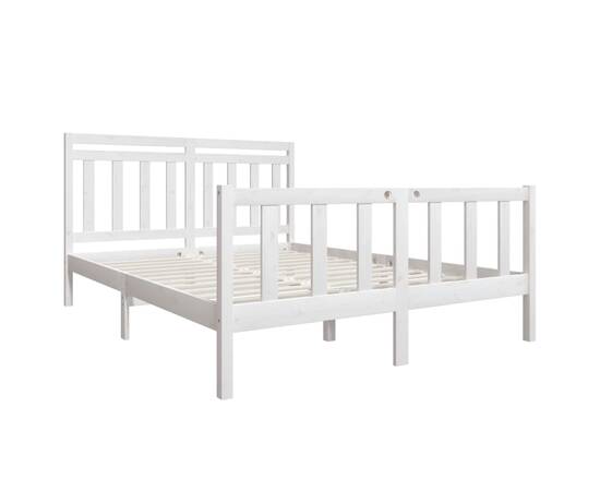 Cadru de pat, alb, 160x200 cm, lemn masiv, 3 image