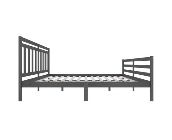 Cadru de pat, gri , 200x200 cm, lemn masiv, 5 image