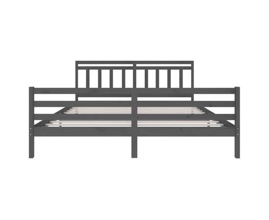 Cadru de pat, gri , 200x200 cm, lemn masiv, 4 image