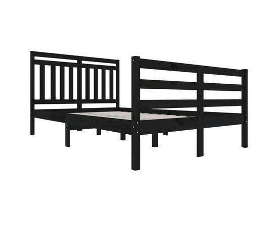 Cadru de pat, negru, 120x200 cm, lemn masiv, 3 image