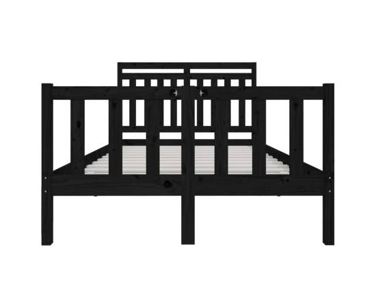 Cadru de pat, negru, 140x200 cm, lemn masiv, 4 image