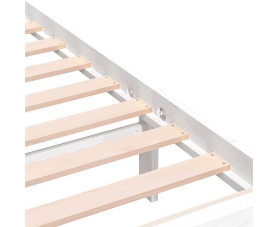 Cadru de pat dublu 4ft6, alb, 135x190 cm, lemn masiv, 6 image